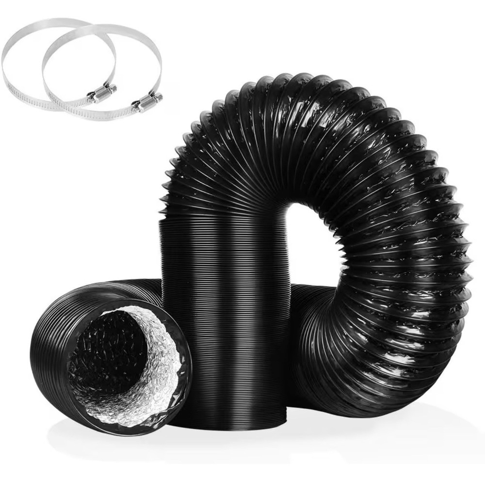 4Inch 10FT Flexible Aluminum Air Ducting Black 4 Layer Dryer Vent Hose HVAC 2